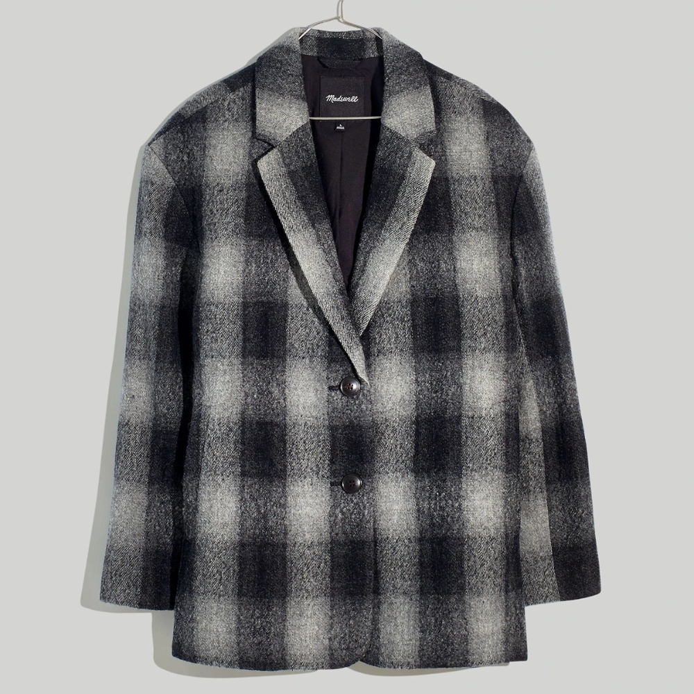 New MADEWELL The Oversized Dorset Blazer in Buffalo Check Boiled Wool - Picture 1 of 7